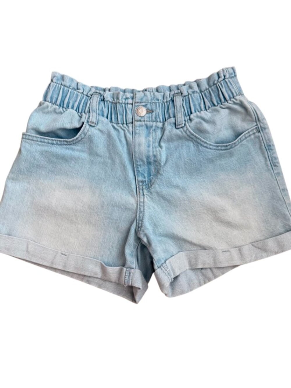 Cat & Jack Girls Denim Paperbag Shorts - Light Wash Jean Shorts, Size L (10/12)
